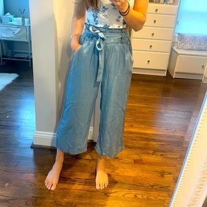 Thread and Supply high waisted tie straight flood pants - medium wash, small